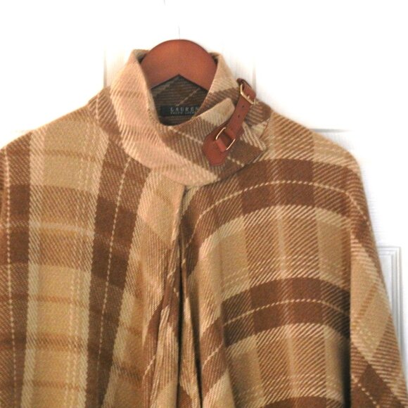 Ralph Lauren Leather Buckle Equestrian Wrap Wool Cape Poncho  Lg/XL - Picture 5 of 8